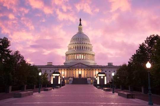 us capitol building at sunset